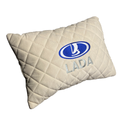 Подушка из алькантары молочная с вышивкой 